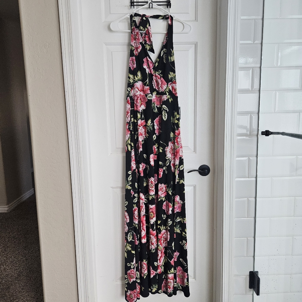 Express Floral Black Maxi Dress - Medium